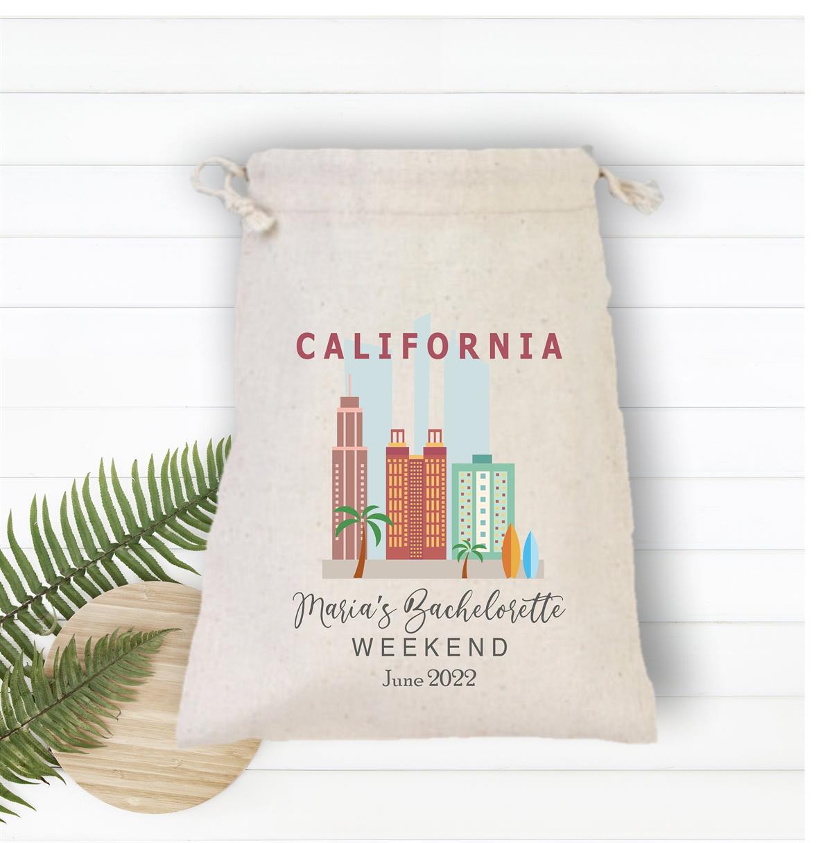 California Themed Personalized Single Bachelor Party Gift Pouch