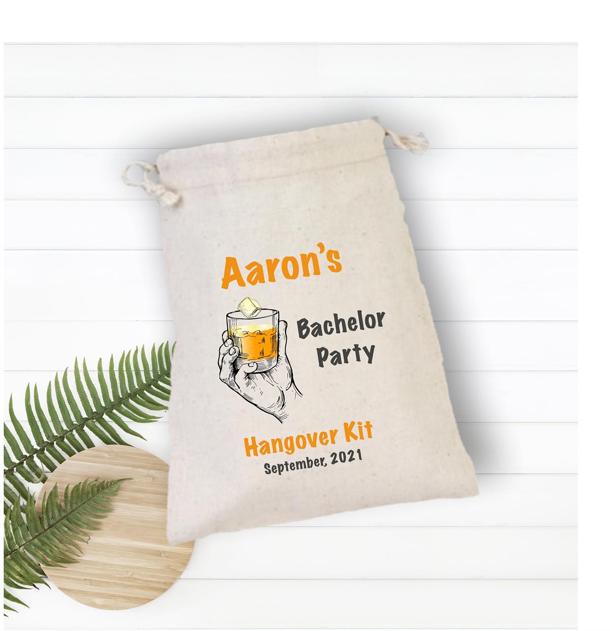 A cloth pouch for the personalized bachelor party