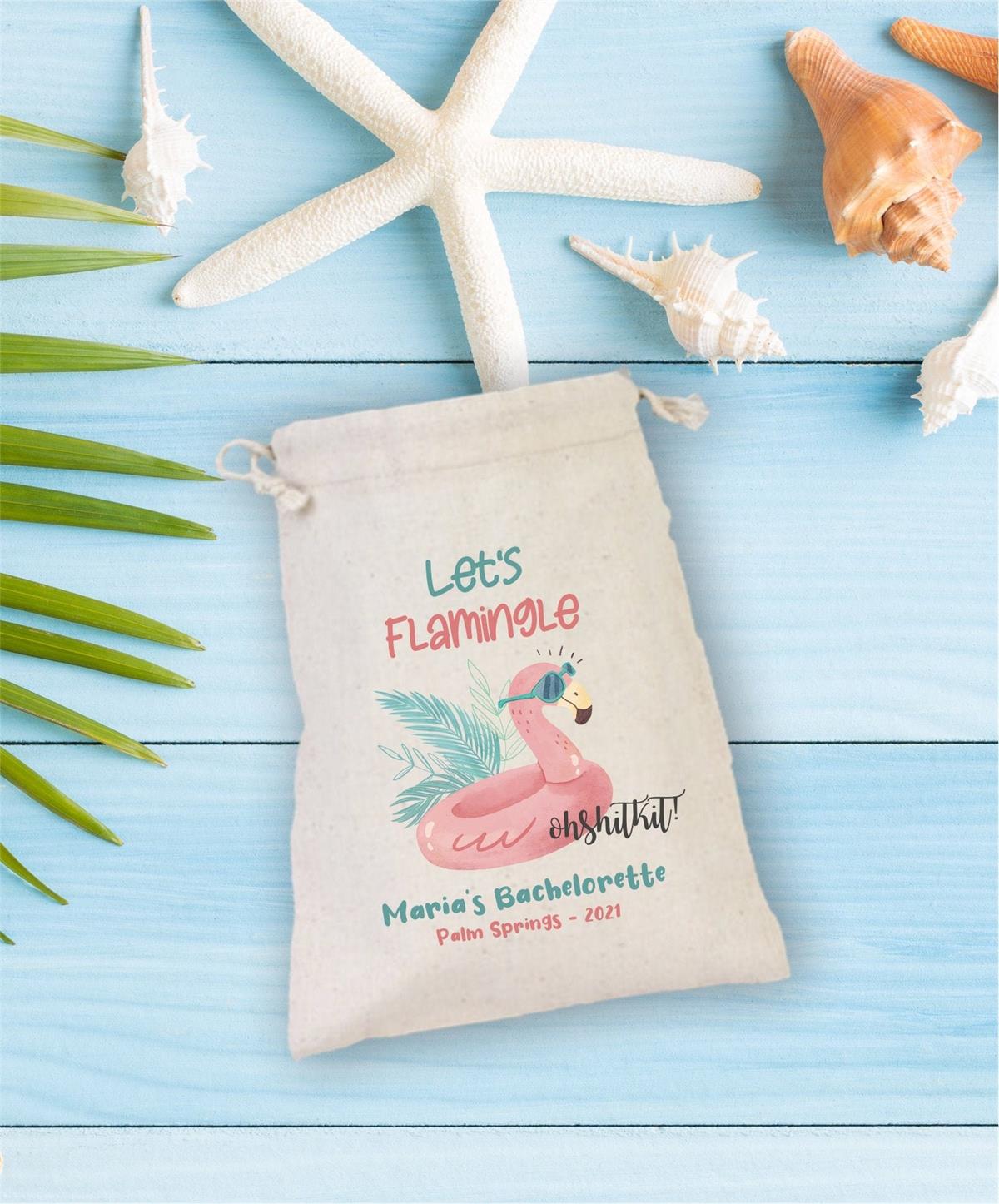 Clash pouch for a personalized flamingo patterned bachelor party