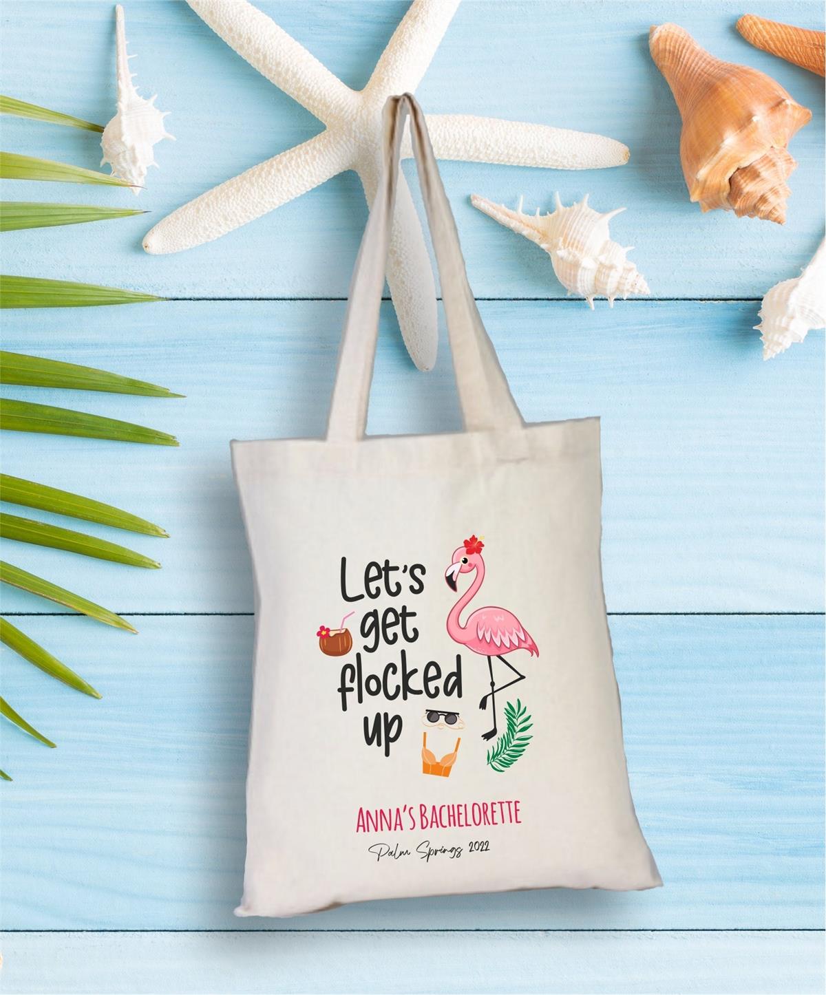 Cloth Bag for a personalized Flamingo patterned bachelor party