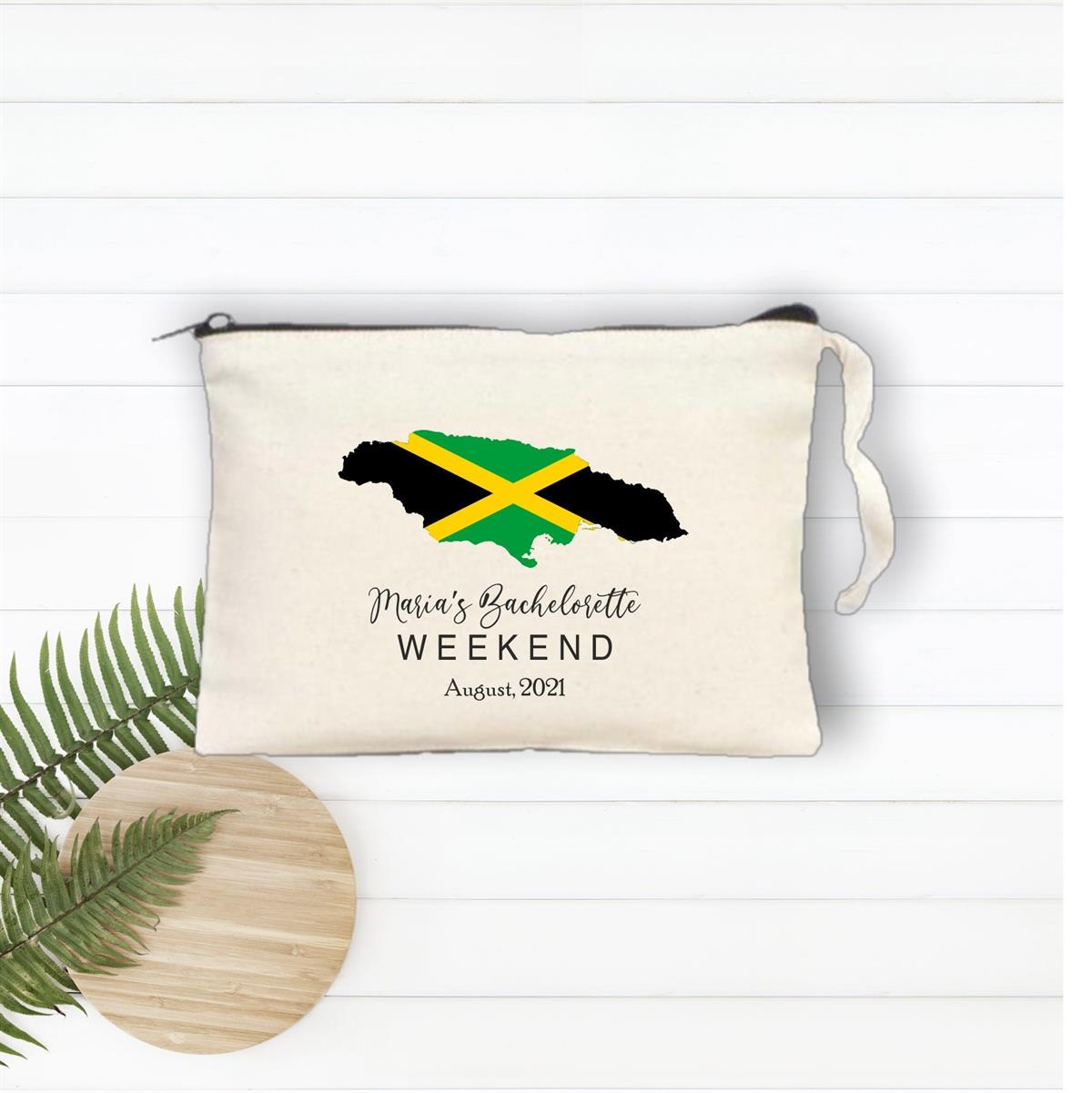 Gift makeup bag for a personalized jamaica mapic bachelor party