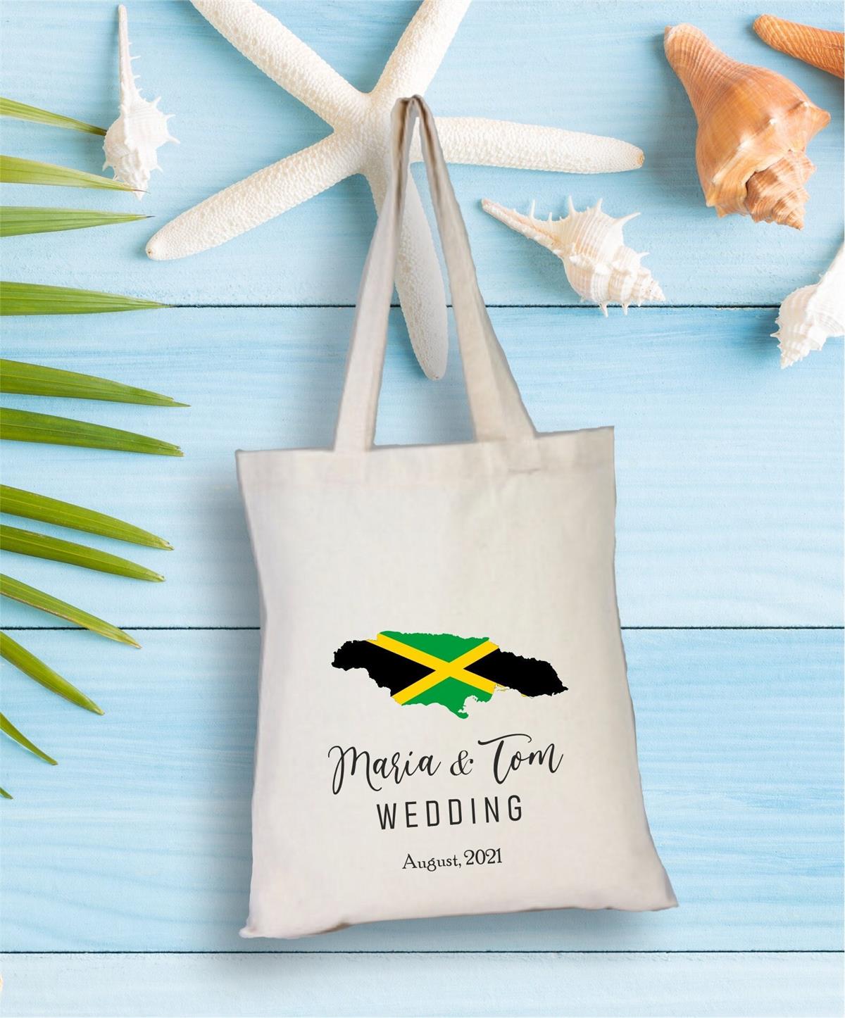 Clash bag for a personalized Jamaica themed single farewell party