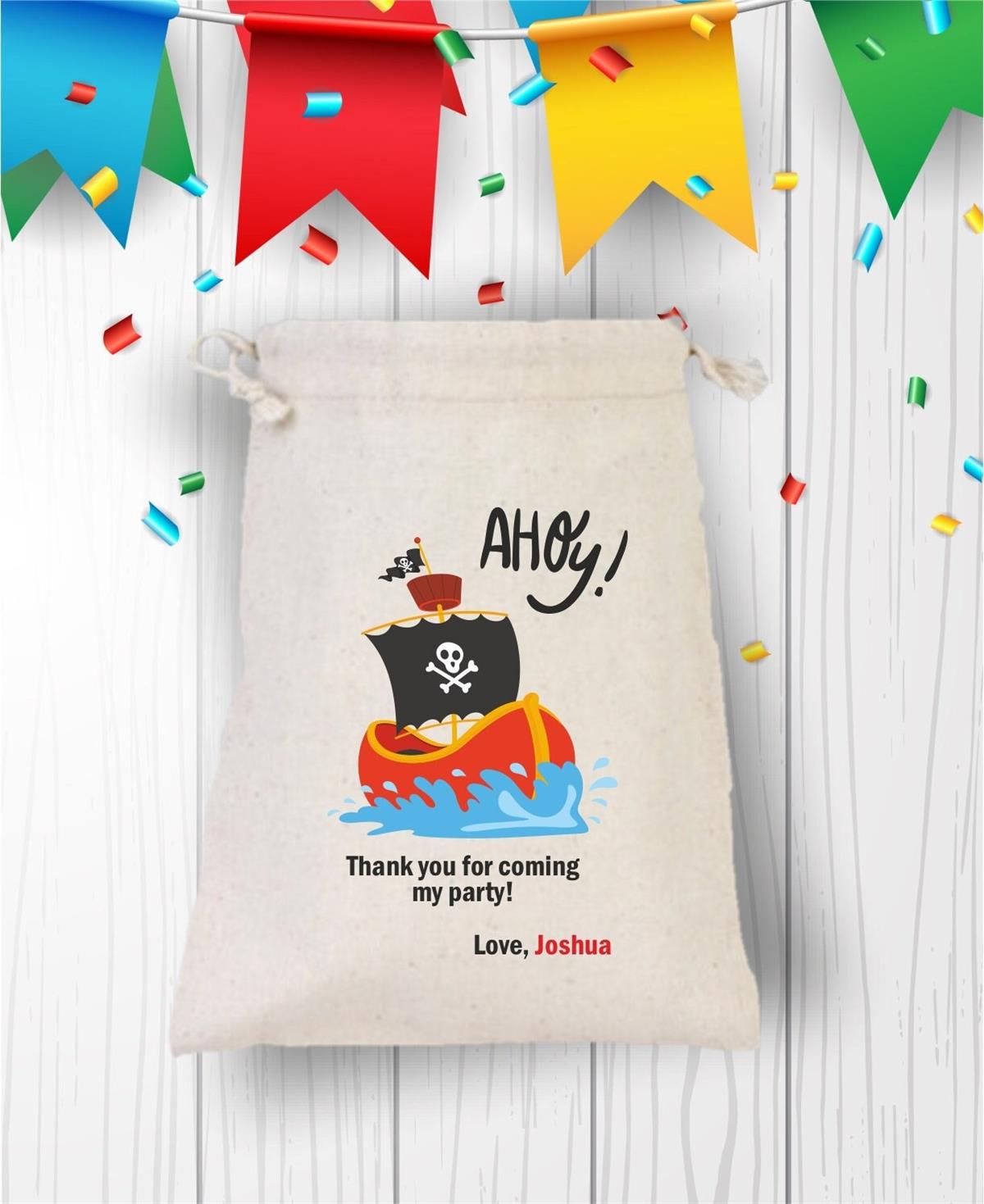 Personalized Pirate Ship Birthday Gift Pouch