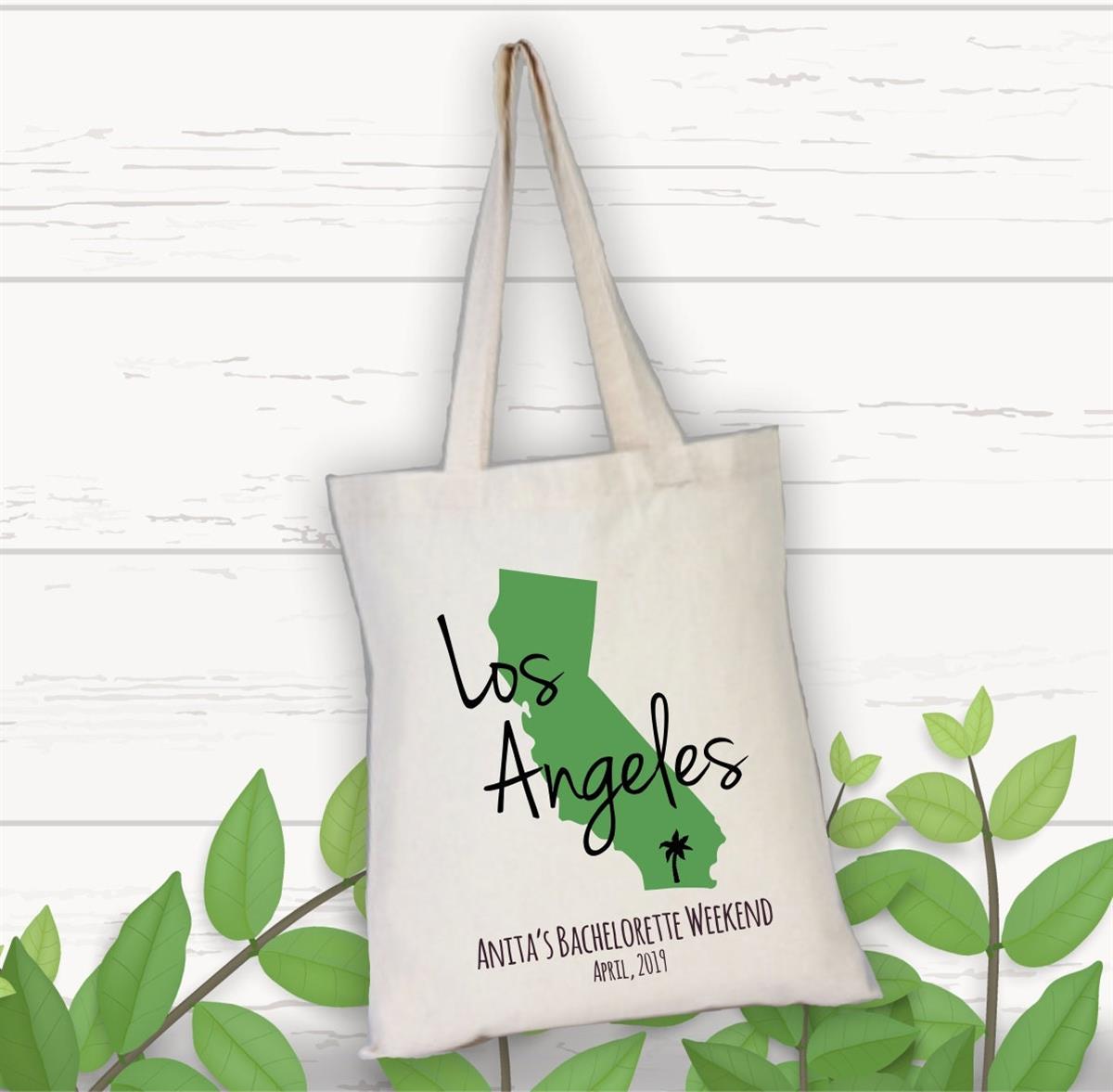 Cloth bag for a personalized Los Angeles themed single farewell party