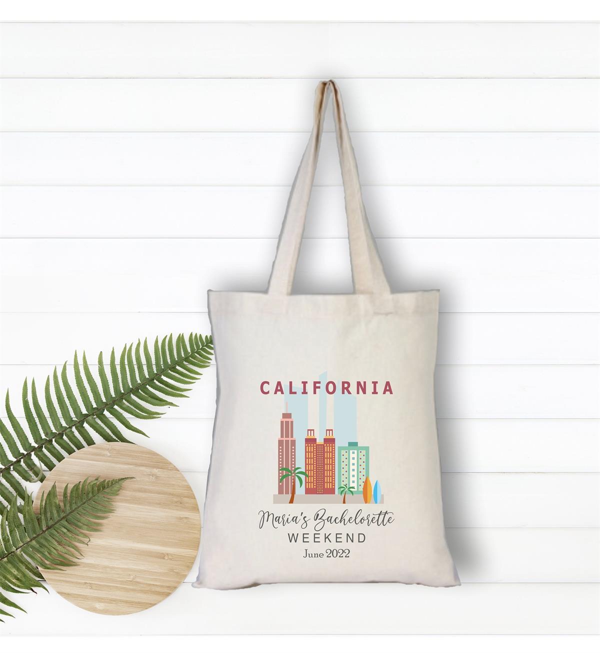 Cloth bag for a personalized Los Angeles themed single farewell party