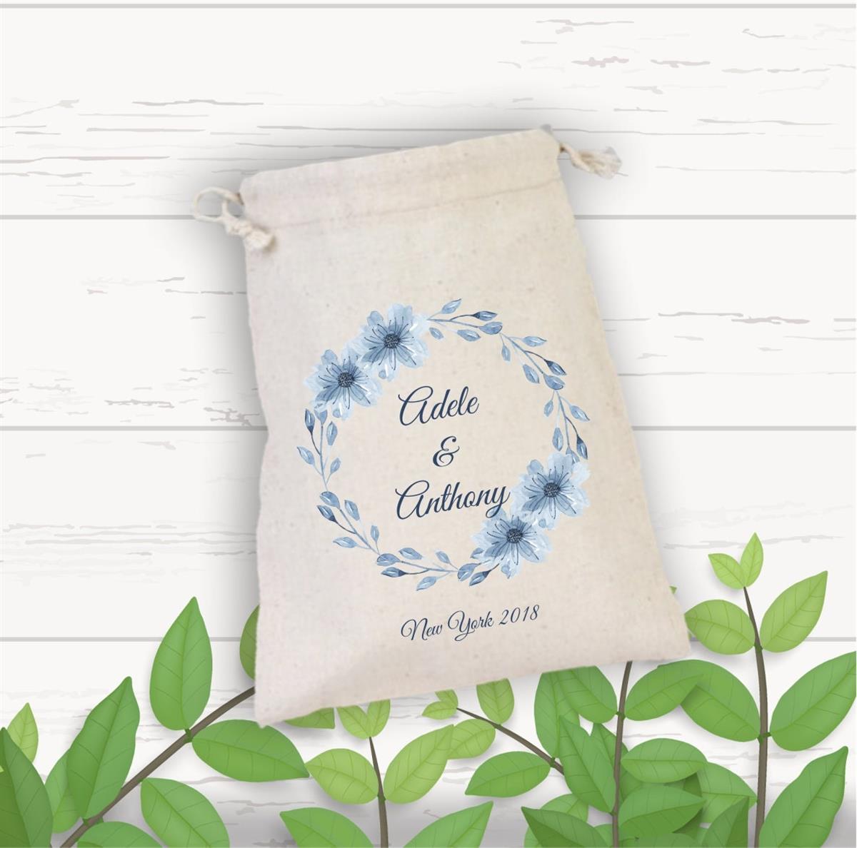 Clash pouch for a personalized blue flower patterned bachelor party