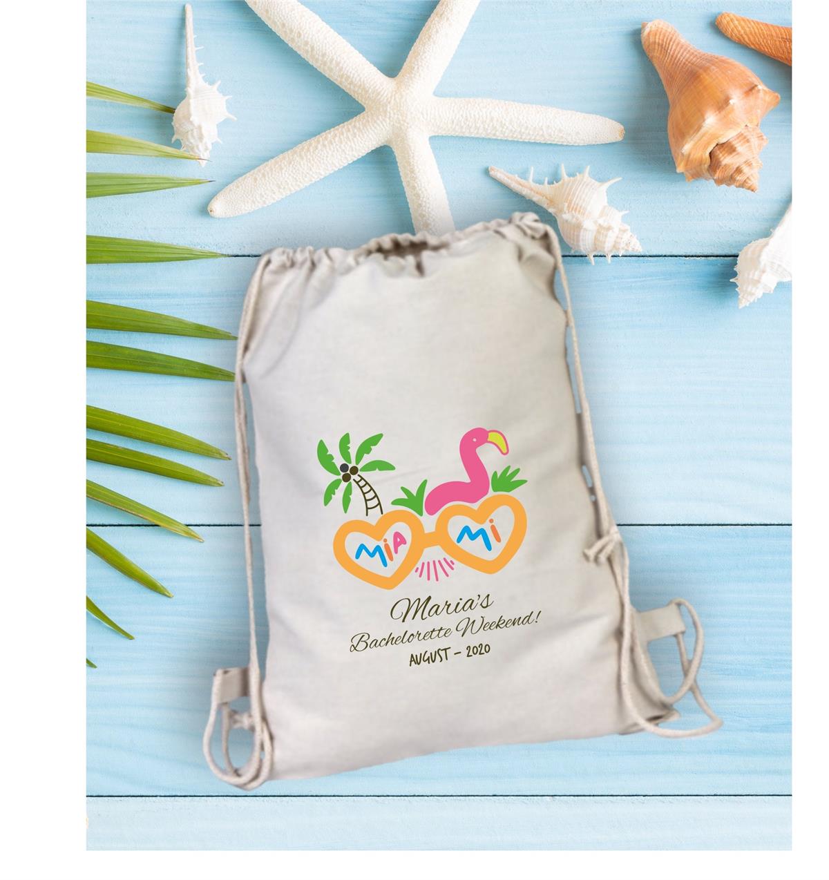 CLOTHING BACK Backpot for a personalized miami patterned bachelor party