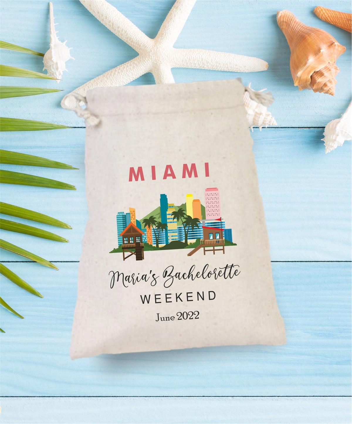 Gift diaper pouch for a personalized miami -themed bachelor party