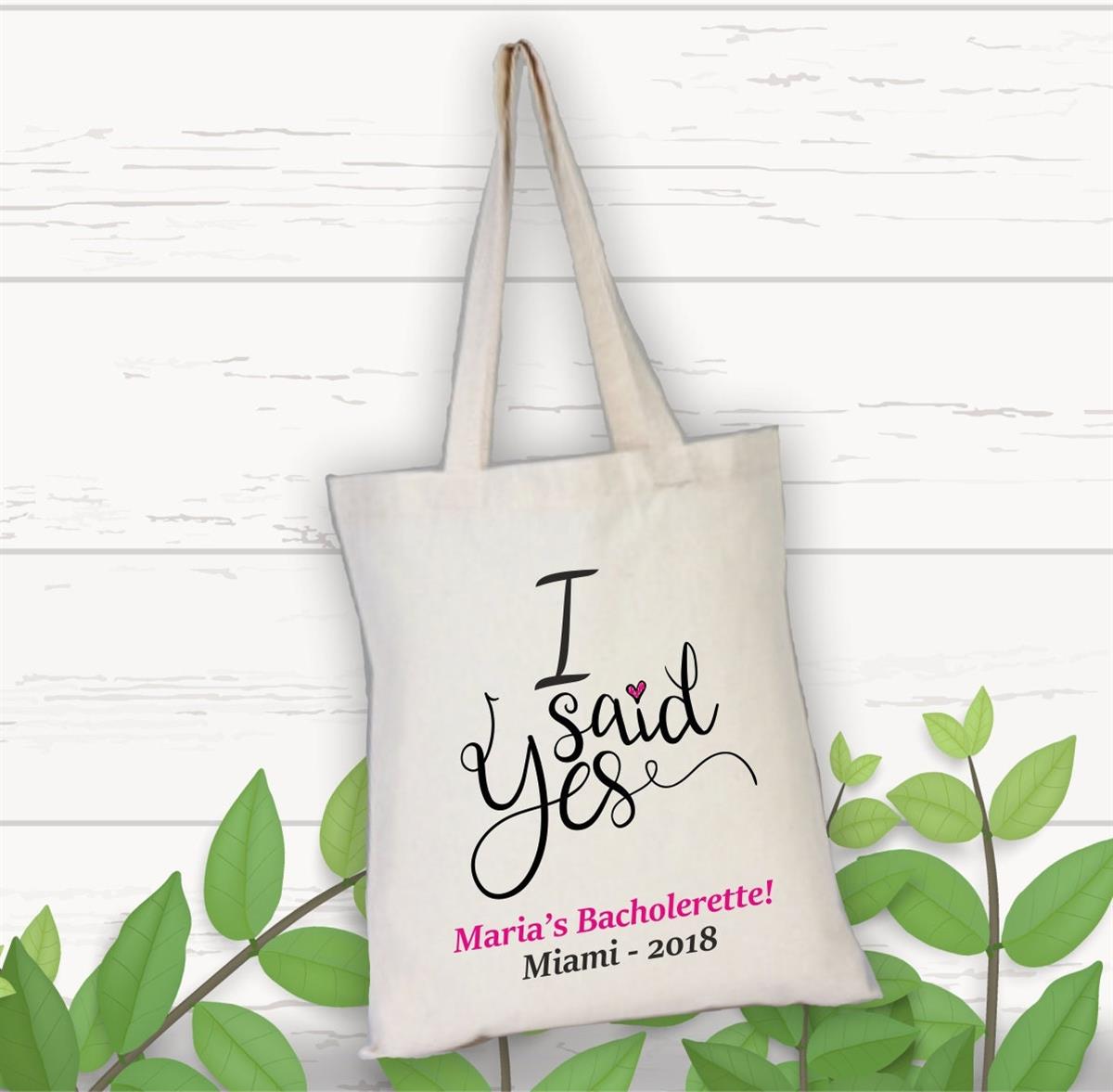 Cloth Bag for a personalized pink heart patterned bachelor party