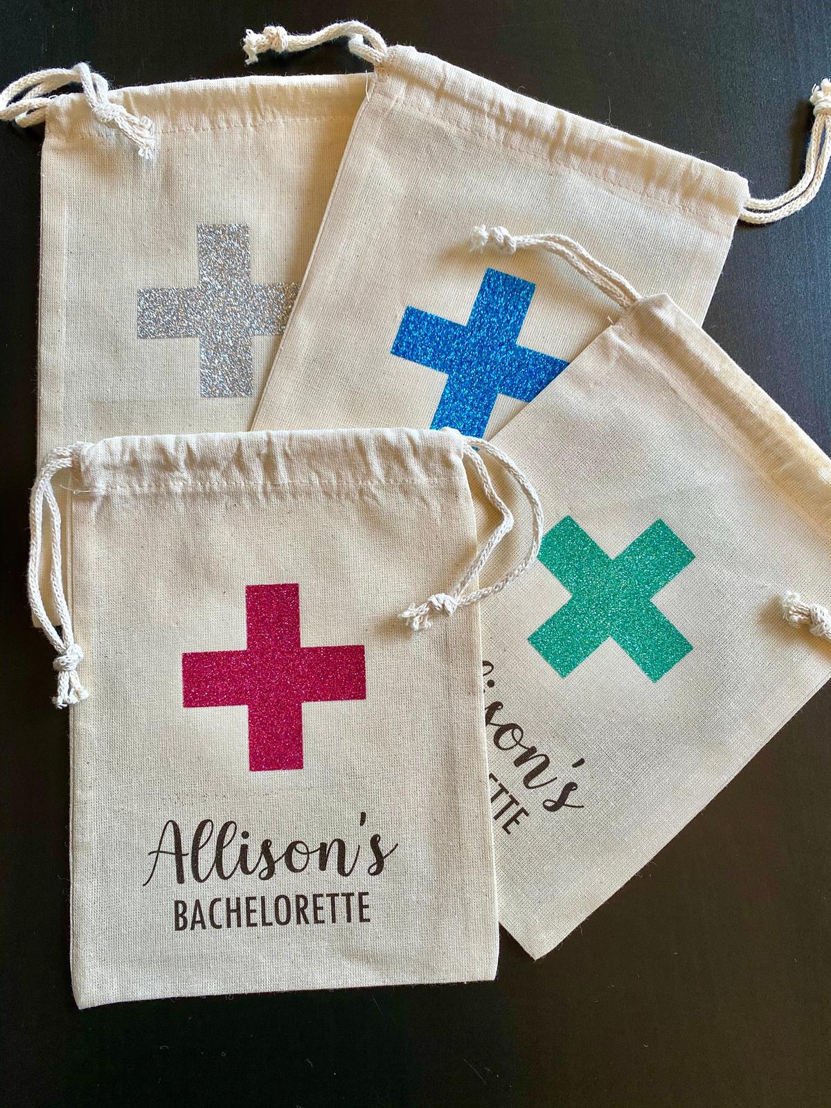 Cloth Bag for a personalized colored silvery written bachelor party