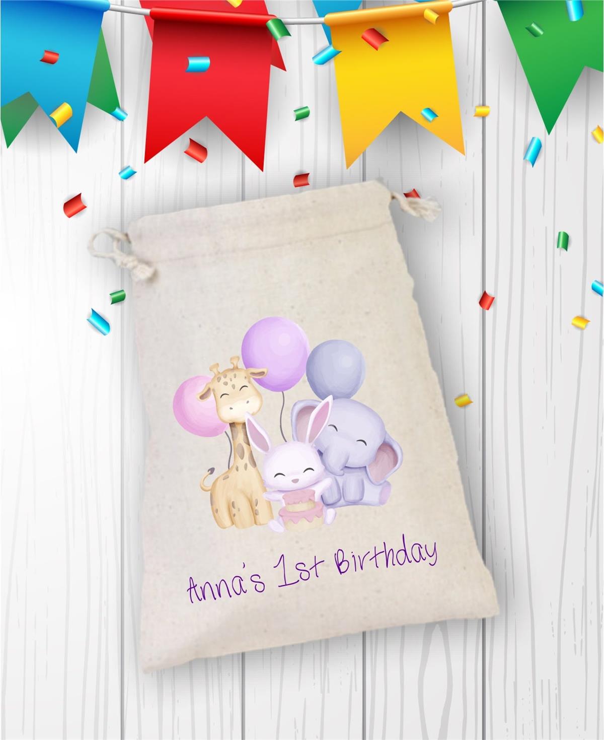 Gift Pouch for Cute Animal Patterned Birthday Party