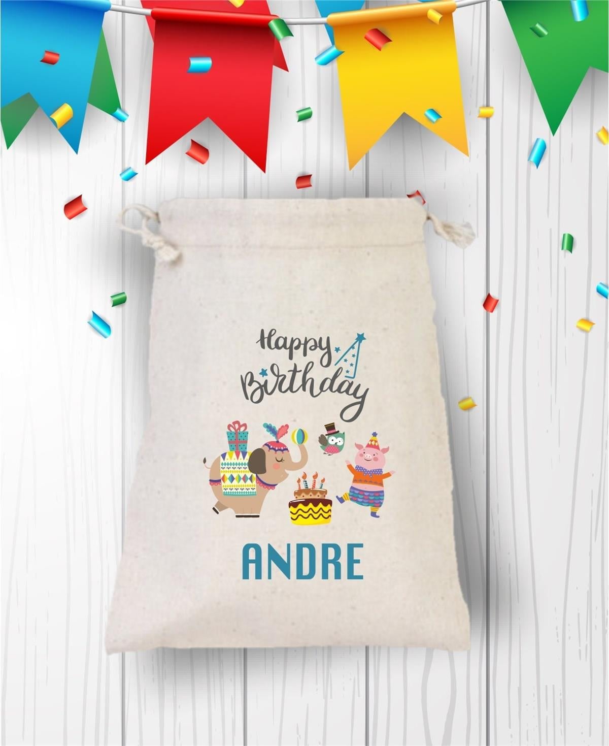 Personalized circus themed birthday sac