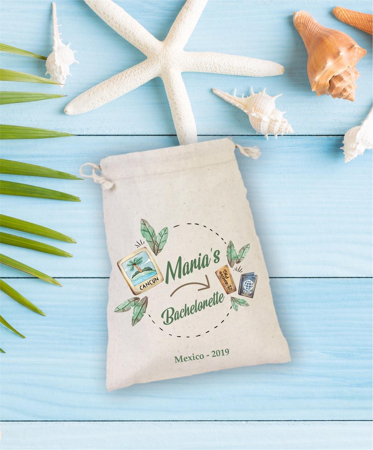 Gift pouch for a personalized summer themed single farewell party