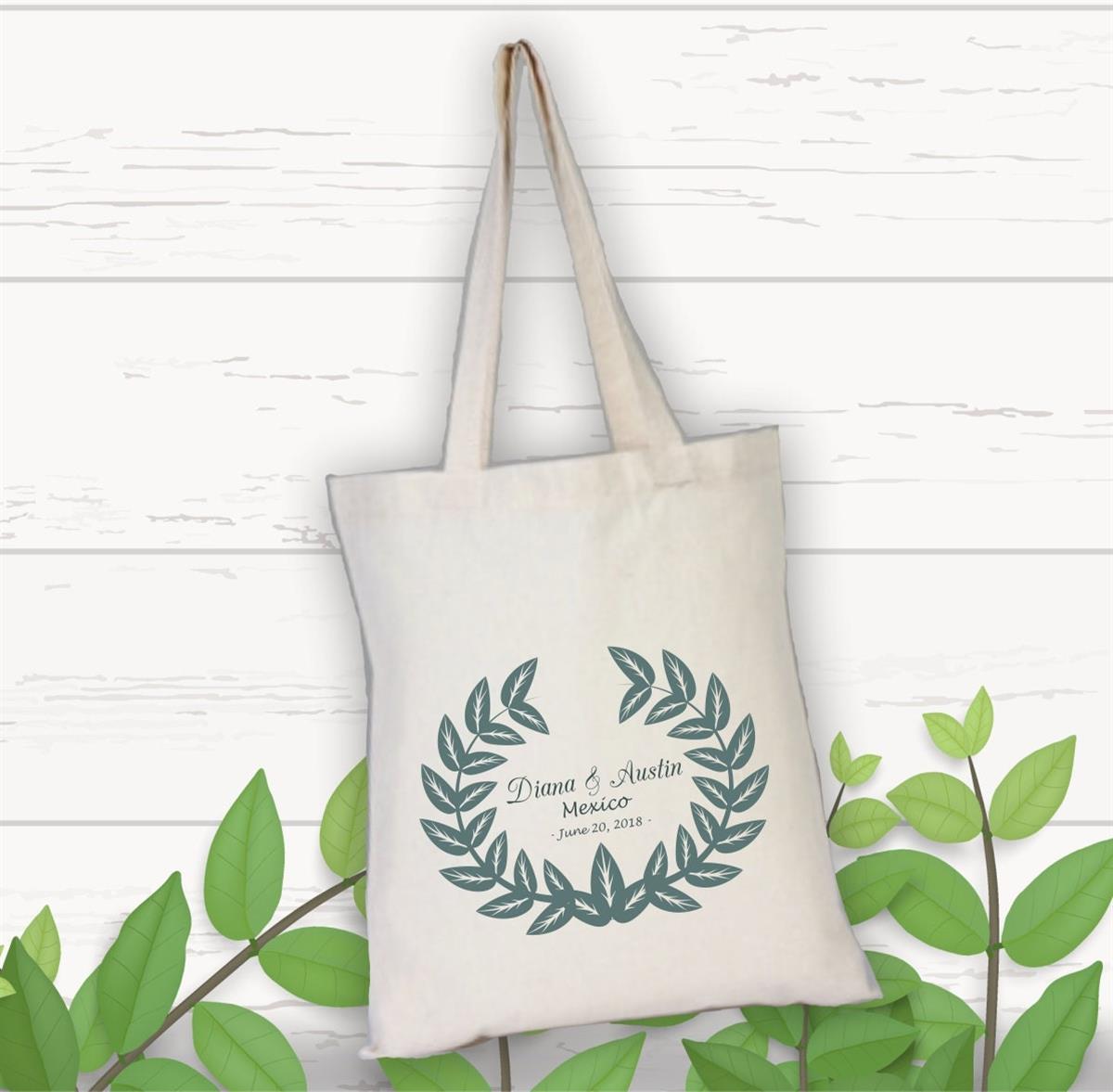 Cloth Bag for a bachelor party with a personalized green leaf pattern