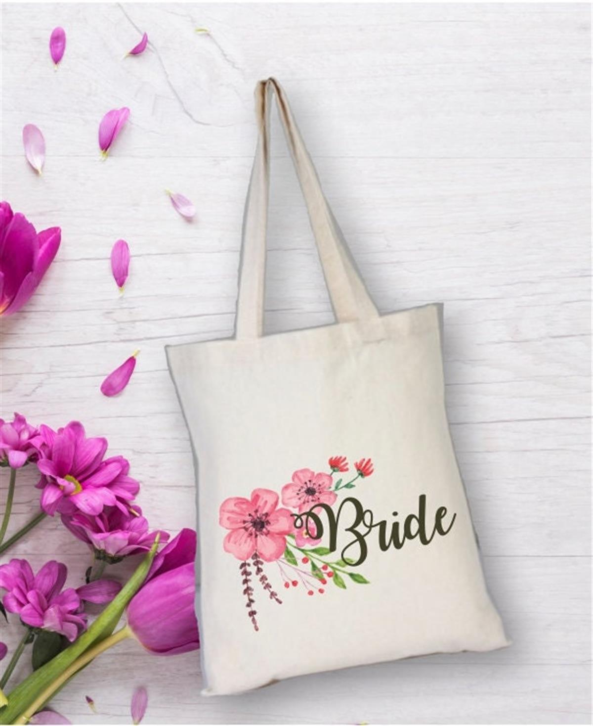 Pink Flowers Themed Personalized Gift Bag