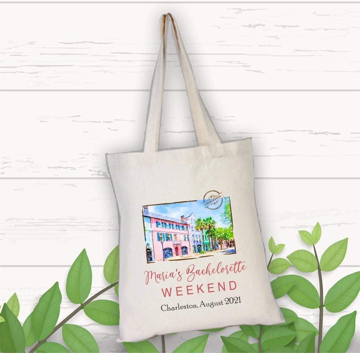 Colorful Houses Patterned Bachelor Party Gift Cloth Bag