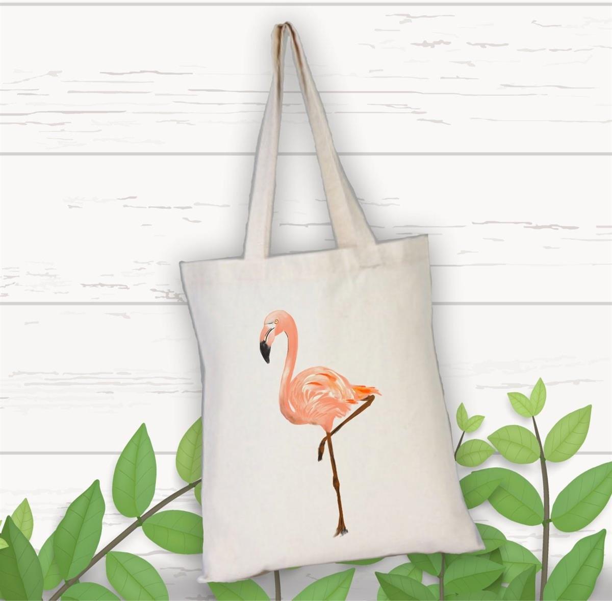 Watercolor Flamingo Patterned Cloth Bag