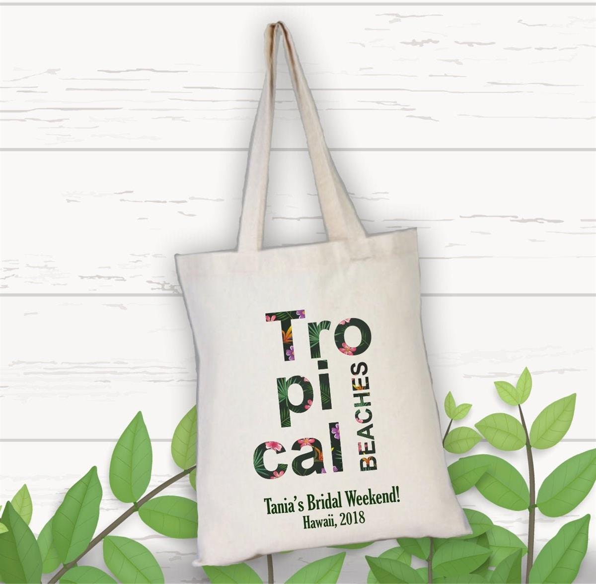 Personalized gift cloth bag with tropical beaches themed