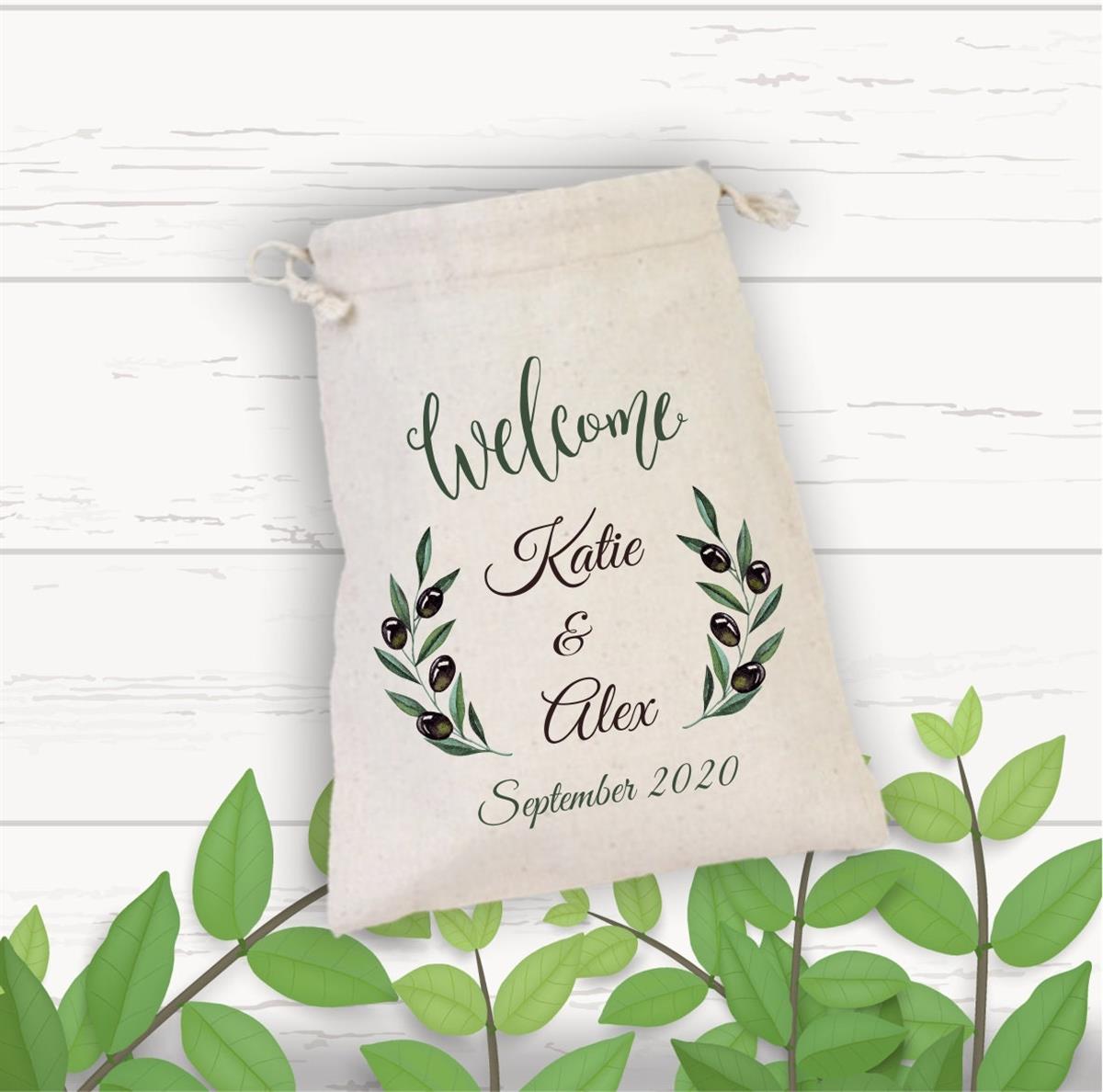 Olive leaves themed personalized gift diaper pouch