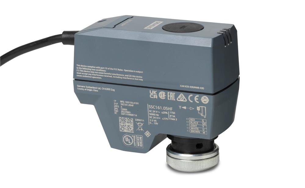 SiemensSSC161.05HFSiemens SSC161.05HF Lineer Vana Motoru AC/DC 24 V, DC 0...10 V, Oransal Kontrol, 300 N2 ve 3 Yollu Vana Motorları