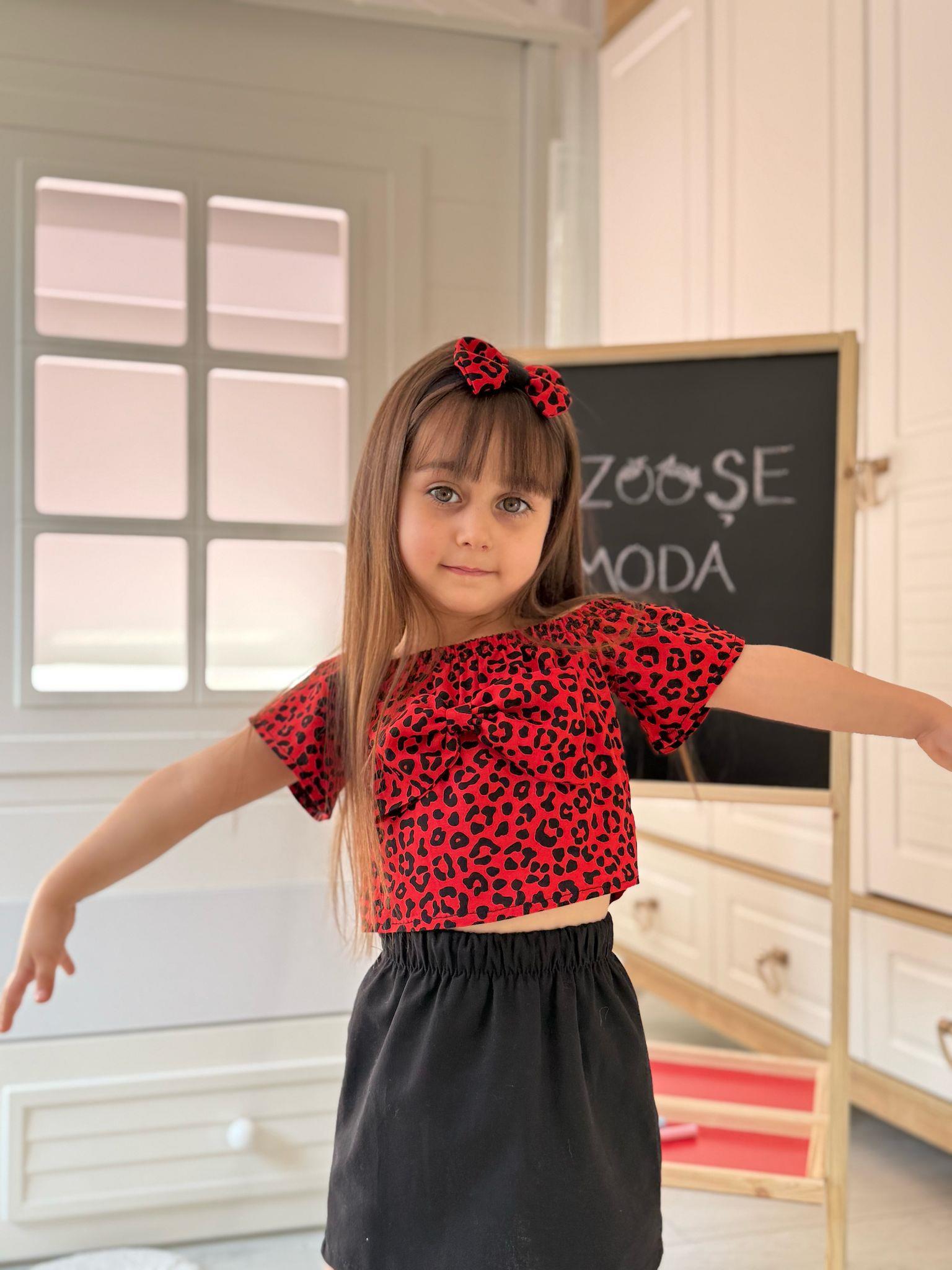Kırmızı Leopar Model İkili Takım