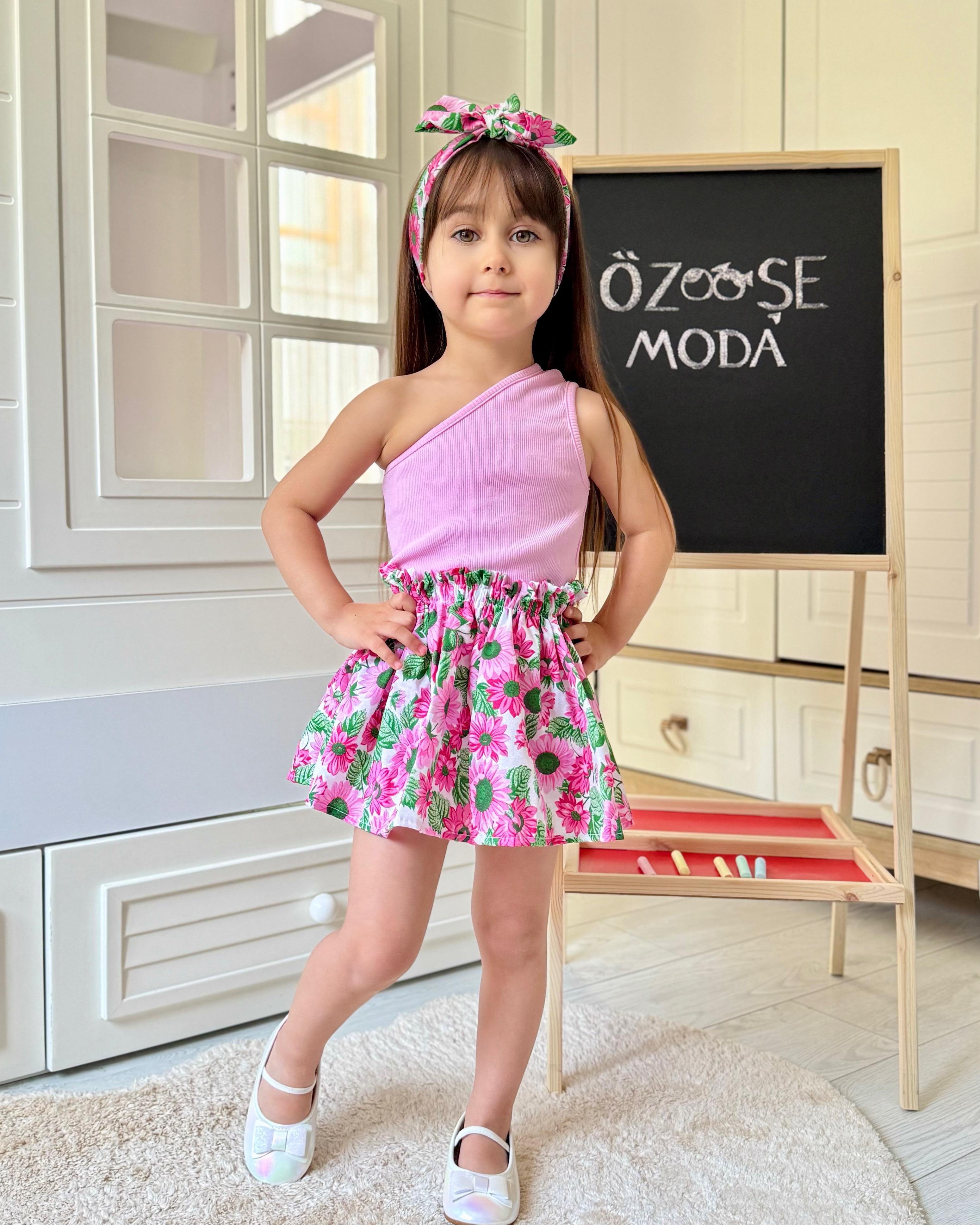 Pembe Crop Ayçiçek Takım