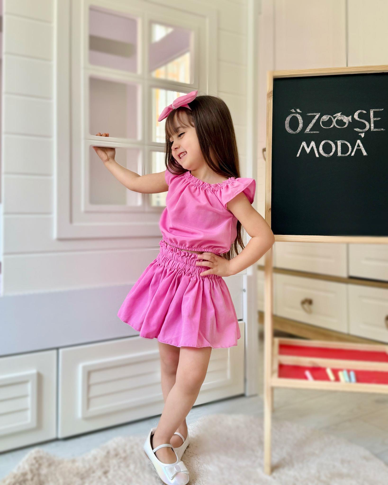 Pembe İkili Barbie Crop Takım