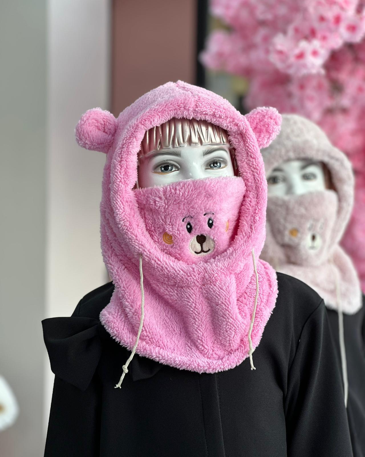 Toz Pembe Kahve Teddy Şapka&Atkı