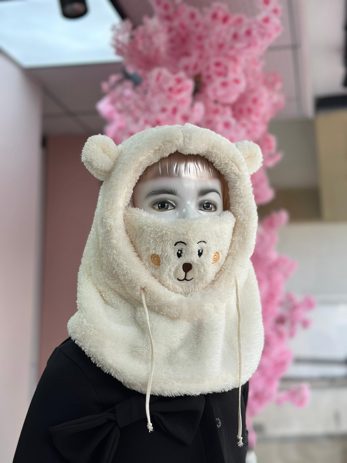 Açık Krem Pembe Teddy Şapka&Atkı