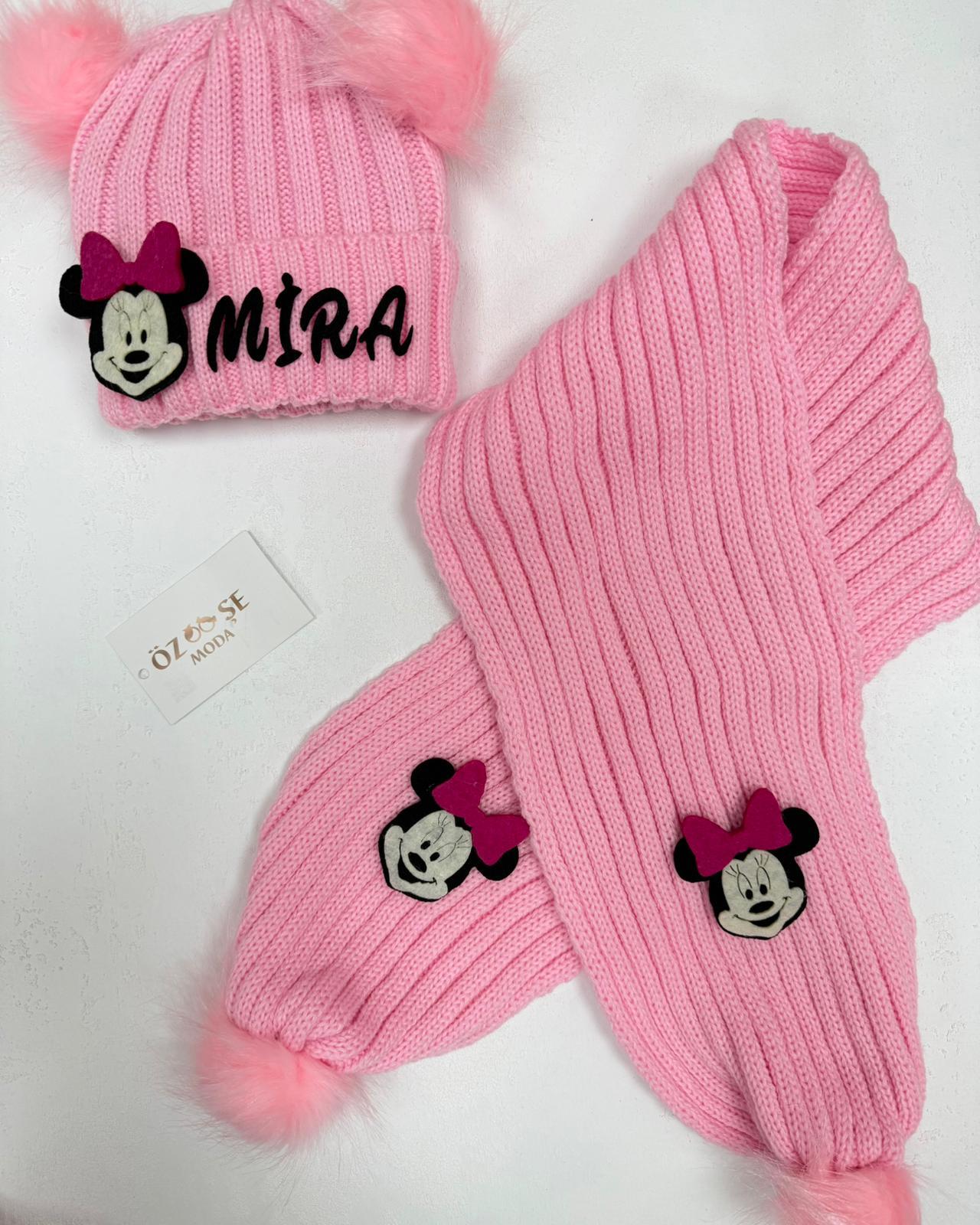 Açık Pembe Atkı Bere Takımı