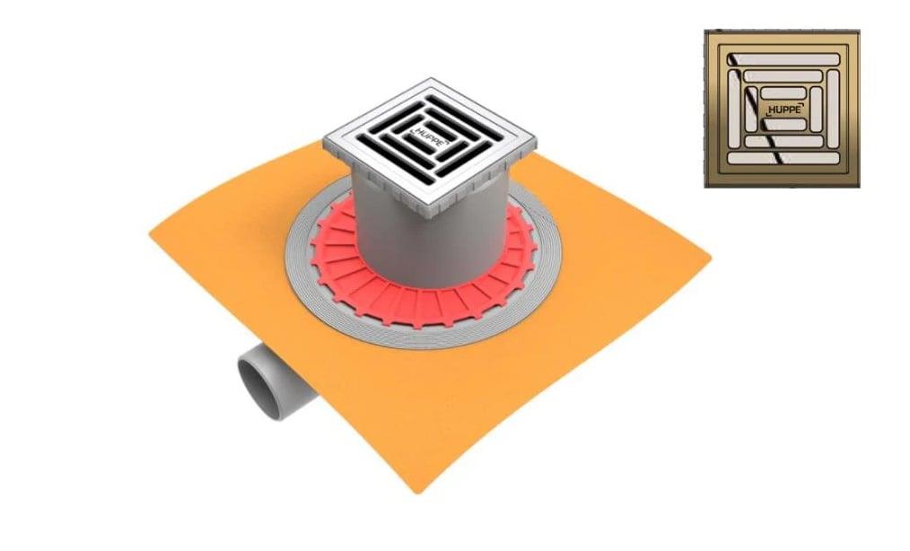 Hüppe Master X 10x10 Yalıtımlı Noktasal Su Gideri Rose Gold