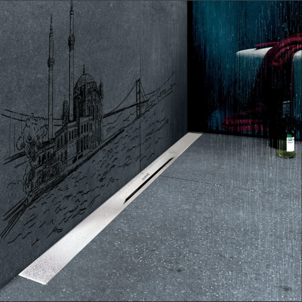 Hüppe Studio İstanbul 60 Cm Yandan Çıkışlı Duş Kanalı Satine Ayna
