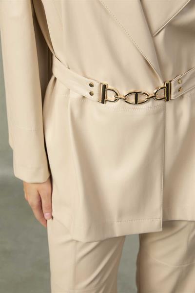 GENİŞ KOL DERİ GÖRÜNÜMLÜ CEKET