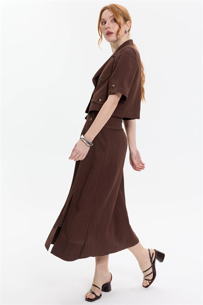 KISA KOLLU DOKULU CEKET/BLUZ