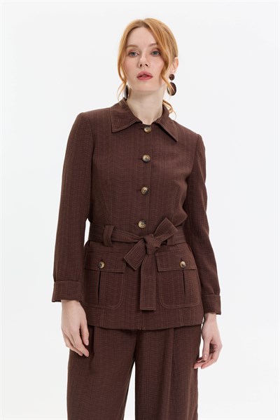 KUŞAK DETAYLI SAFARİ CEKET