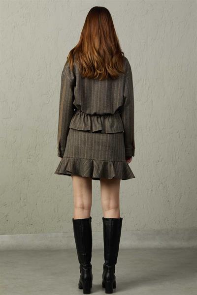 KÜRK DETAYLI BELİ TÜNELLİ CEKET