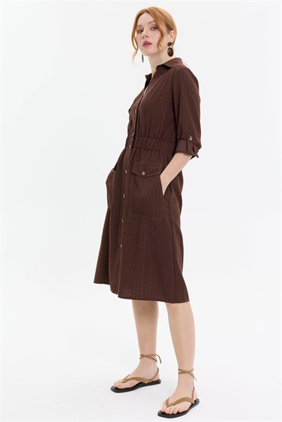 CEP DETAYLI GÖMLEK ELBİSE