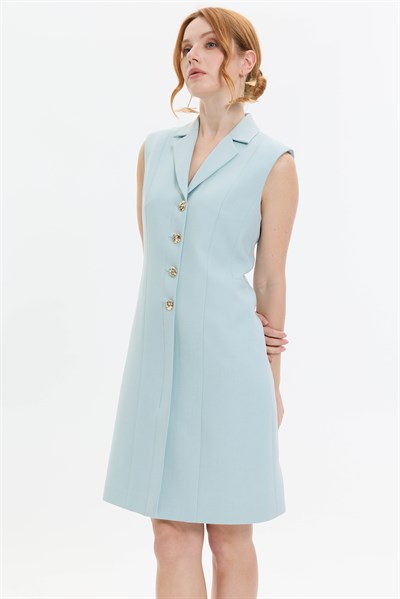 DÜĞME DETAYLI MİNT ELBİSE
