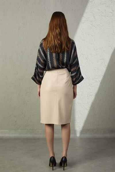 DERİ GÖRÜNÜMLÜ KALEM ETEK