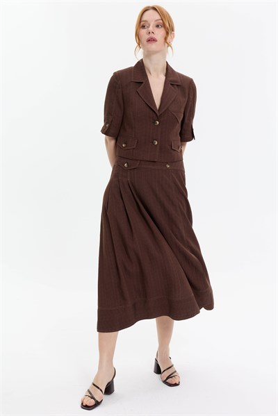 YIRTMAÇ DETAYLI UZUN ETEK