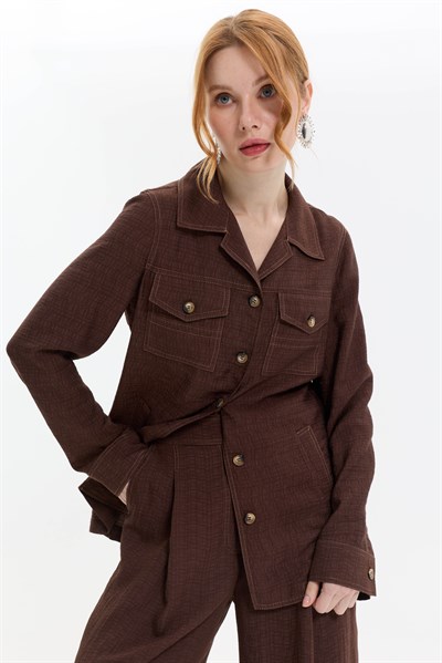 CEP DETAYLI VİSKON GÖMLEK