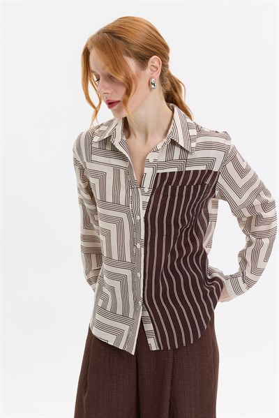 DESEN KOMBİNLİ GÖMLEK