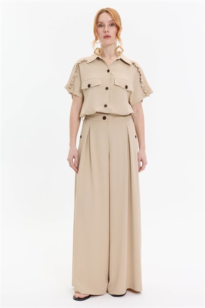 DÜĞME DETAYLI BOL PAÇA PANTOLON