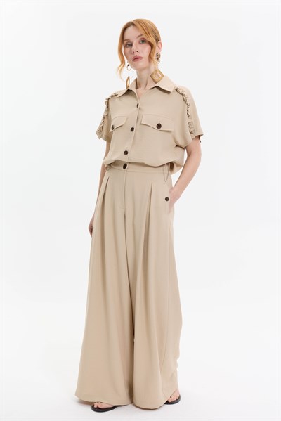 DÜĞME DETAYLI BOL PAÇA PANTOLON