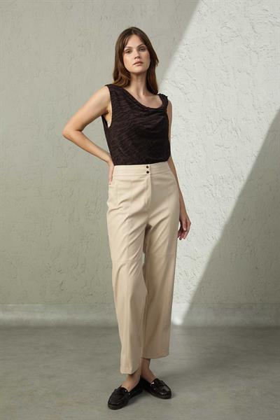 DERİ GÖRÜNÜMLÜ PANTOLON