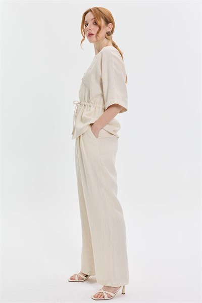 KETEN KARIŞIMLI GENİŞ PAÇA PANTOLON