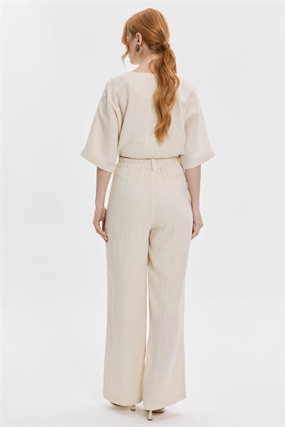 KETEN KARIŞIMLI GENİŞ PAÇA PANTOLON