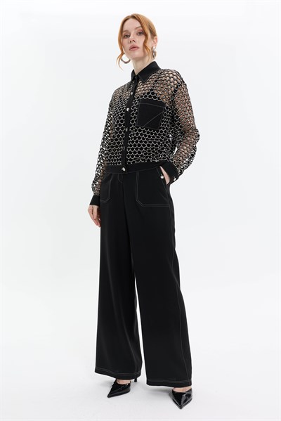 KONTRAST DİKİŞLİ RELAXED FIT PANTOLON