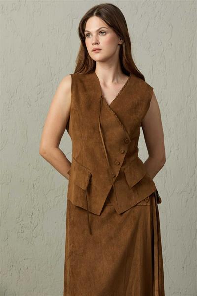 SÜET GÖRÜNÜMLÜ YELEK