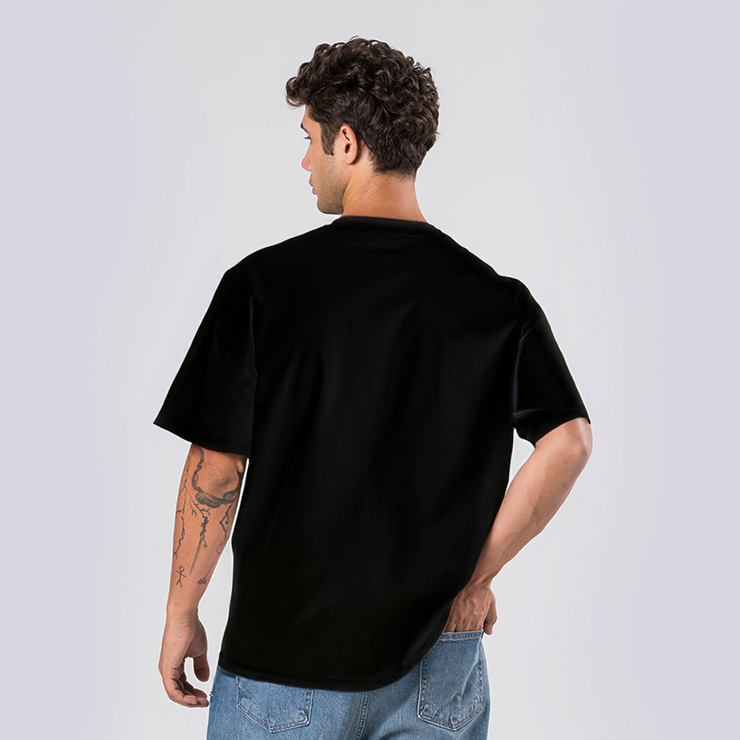 OVERSİZE SİYAH BEYAZ ŞERİT DETAYLI T-SHIRT